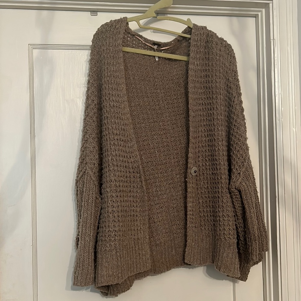 Free people brown cardigan with button, size S